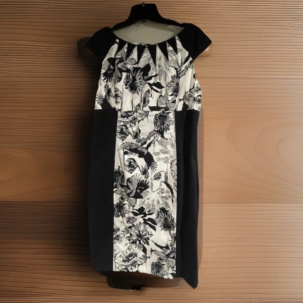 NWT KAREN MILLEN Black & White Sheath Dress SIZE US 12 / UK 16 HIGH END DESIGNER